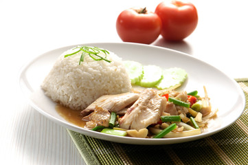 fish and Steamed Rice. Thai Cuisine