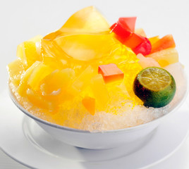 Shaved Ice dessert with Fresh fruits