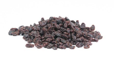 Raisins on a white background