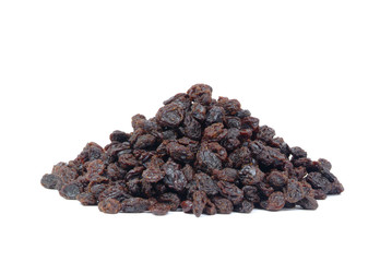 Raisins on a white background