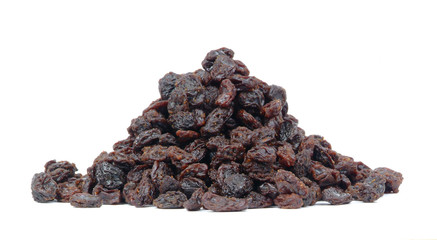 Raisins on a white background