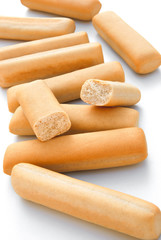 biscuit sticks on a white background
