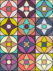 Retro pattern of geometric shapes. Colorful mosaic.