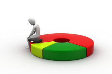 Business man resting on pie chart