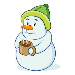 Snowman drinking coffee
