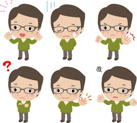 中年男性のいろいろな表情