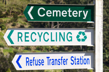 Cemetery and Recycling Station Street Signs