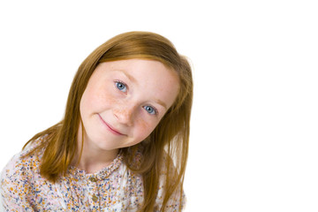 Naklejka premium Studio portrait of eleven-year-old attractive girl