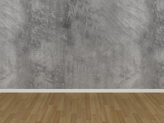concrete wall and wood floor,3d