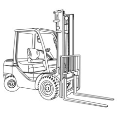 Forklift outline vector - obrazy, fototapety, plakaty