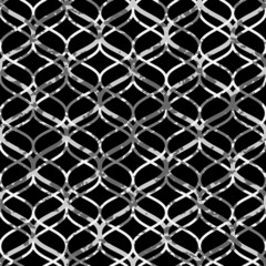 Fototapeta premium Abstract black and white lattice grunge seamless pattern, vector