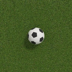 soccer or football on soccer field on top view ,3d