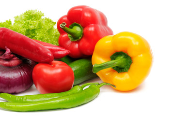 collection vegetables  isolated on white