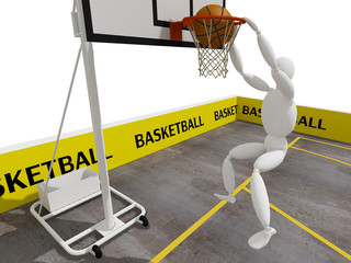 slam dunking basketball, 3d © Suwatchai
