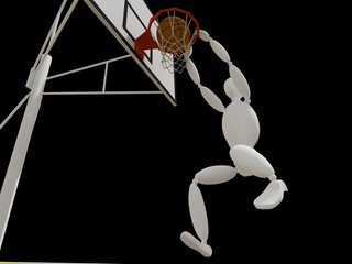 slam dunking basketball, 3d © Suwatchai