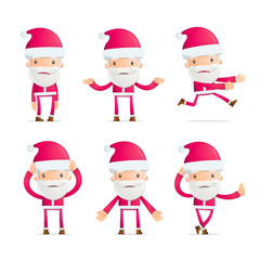 Santa in various poses for use in advertising, presentations,