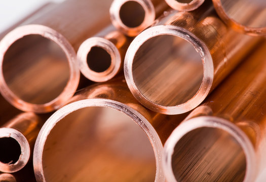 Copper pipes of different diameter
