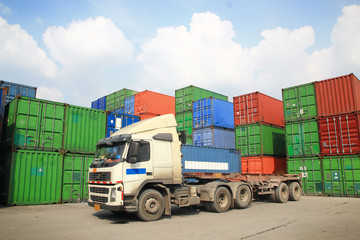 Containers at the Docks with Truck