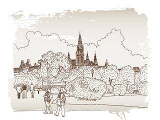 Obraz premium Vienna, Austria. Vector drawing.