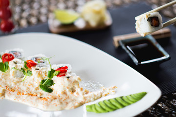Roll set served on a plate