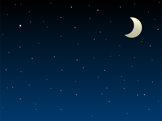 Fototapeta na wymiar night sky with half moon