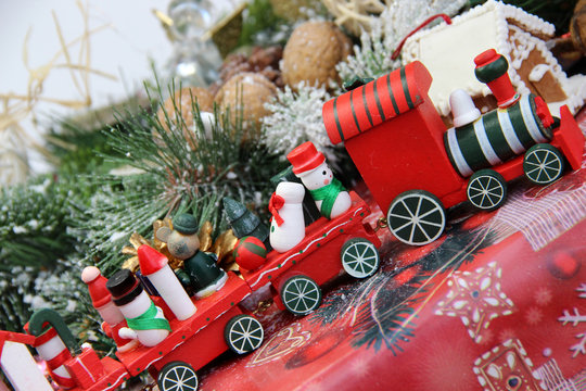 Christmas For Children With Toy Red Train