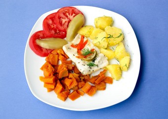 roasted fish with vegetable for dinner or lunch