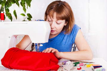 Working from home, a tailor at work.