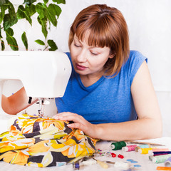 Working from home, a tailor at work.