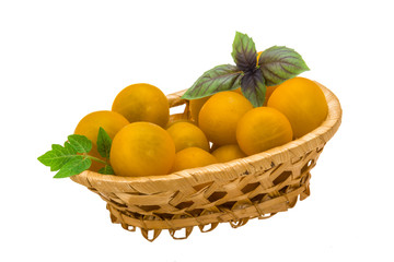 Yellow bright cherry tomato