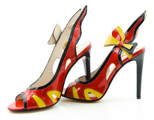 Sexy female high heeled stiletto sandals.Isolated on white