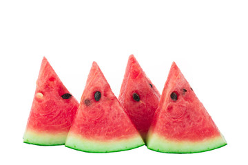 Sweet watermelon slices on white background