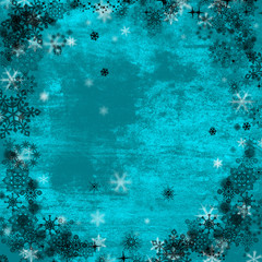 blue christmas background with snowflakes frame