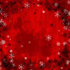 red christmas background with snowflakes frame