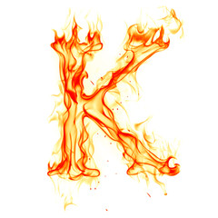 Fire letter isolated on white background