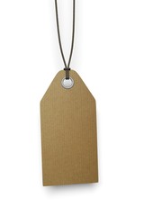 brown paper tag with shadow on white background