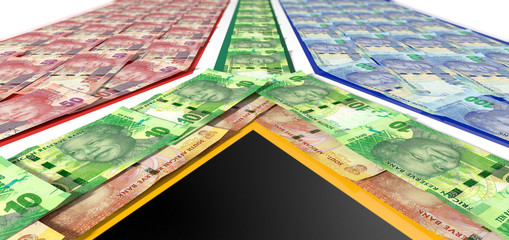 Fototapeta na wymiar South African Rand Notes Flag