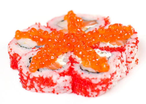 California Maki Sushi with Masago - Roll made of Crab Meat