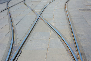 Rail track splitting into two sections.
