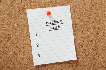 Blank Bucket List on a cork notice board