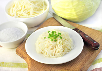 Sauerkraut and ingredients for making it