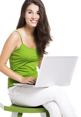 Fototapeta premium Working at home with a laptop