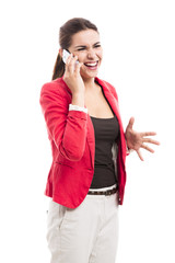 Business woman talking at phone