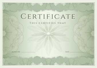 Certificate / Diploma template. Guilloche pattern, award border