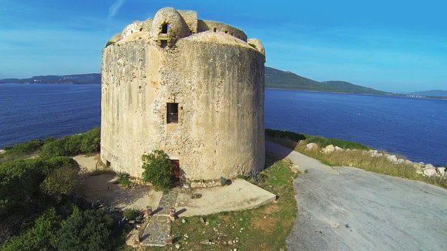 Tower of Portoconte with sea background