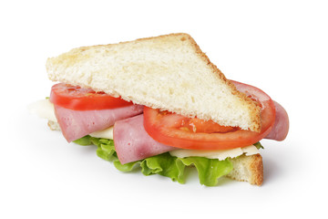 triangle sandwich with ham, cheese and vegetables