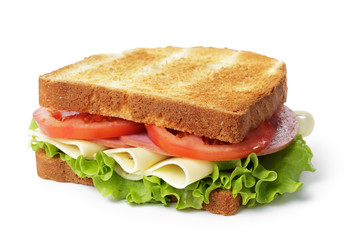 sandwich with ham, cheese and vegetables