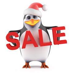Santa Penguin holds a Christmas Sale