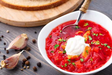 Ukrainian and russian national red borsch