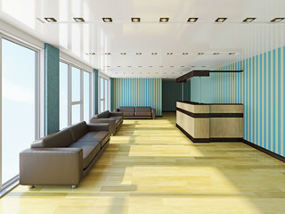 The hall with sofas